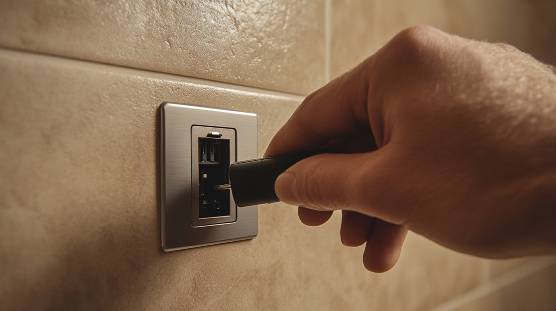 A Person Unplugging a Device from A Wall Socket to Reduce Energy Use from Energy-Hogging Home Gadgets